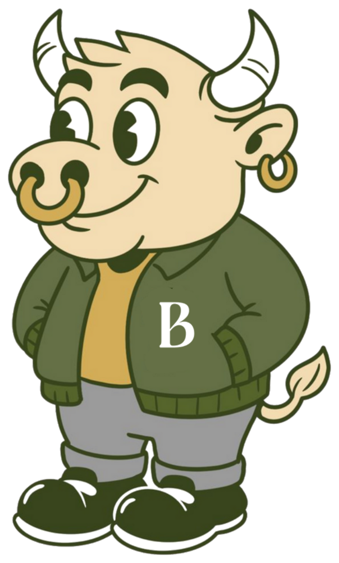 Mascota de Berraco, un toro con chaqueta bomber